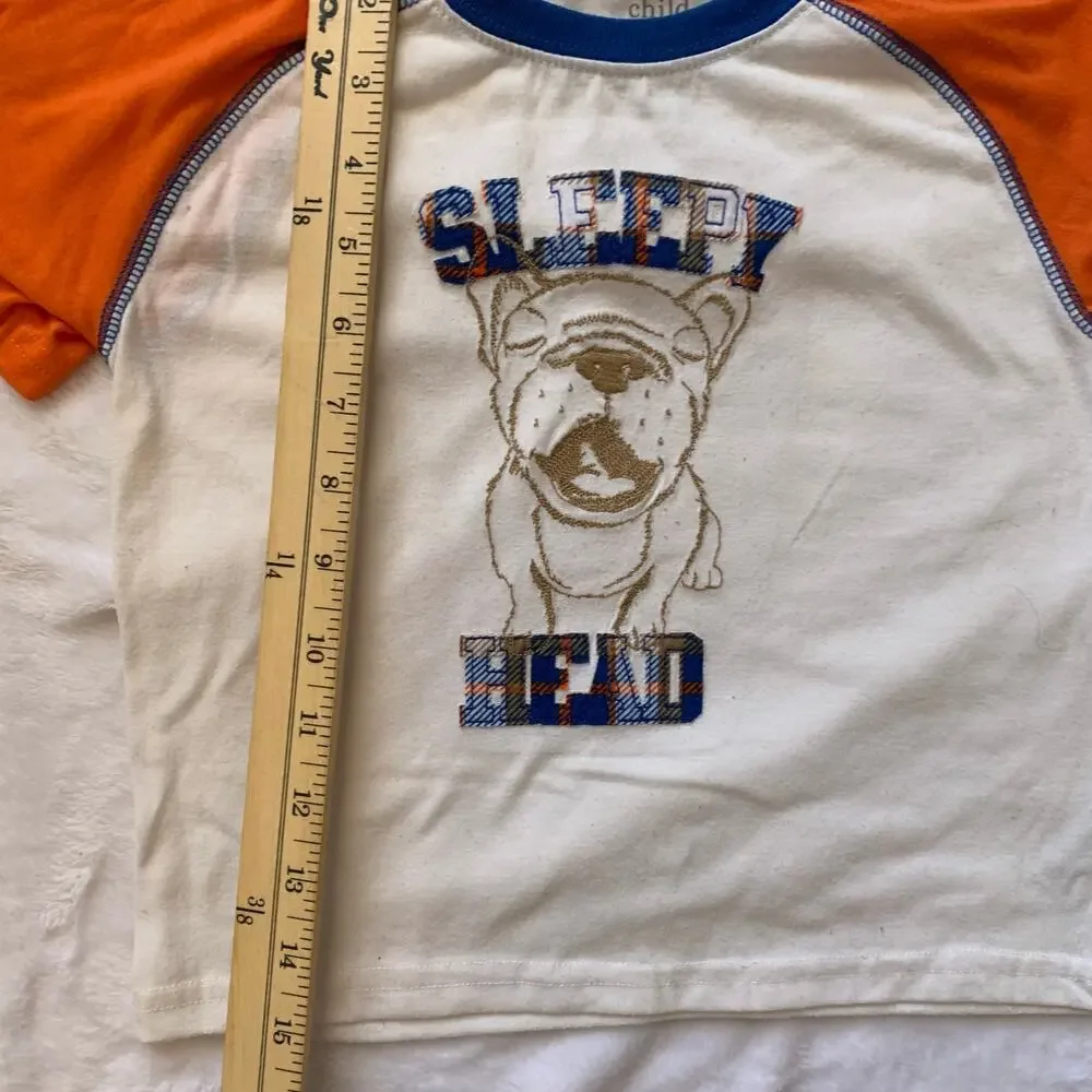 Child of Mine Carters Boys 5T Sleepy Head French Bulldog Orange Plaid Pajama Set
